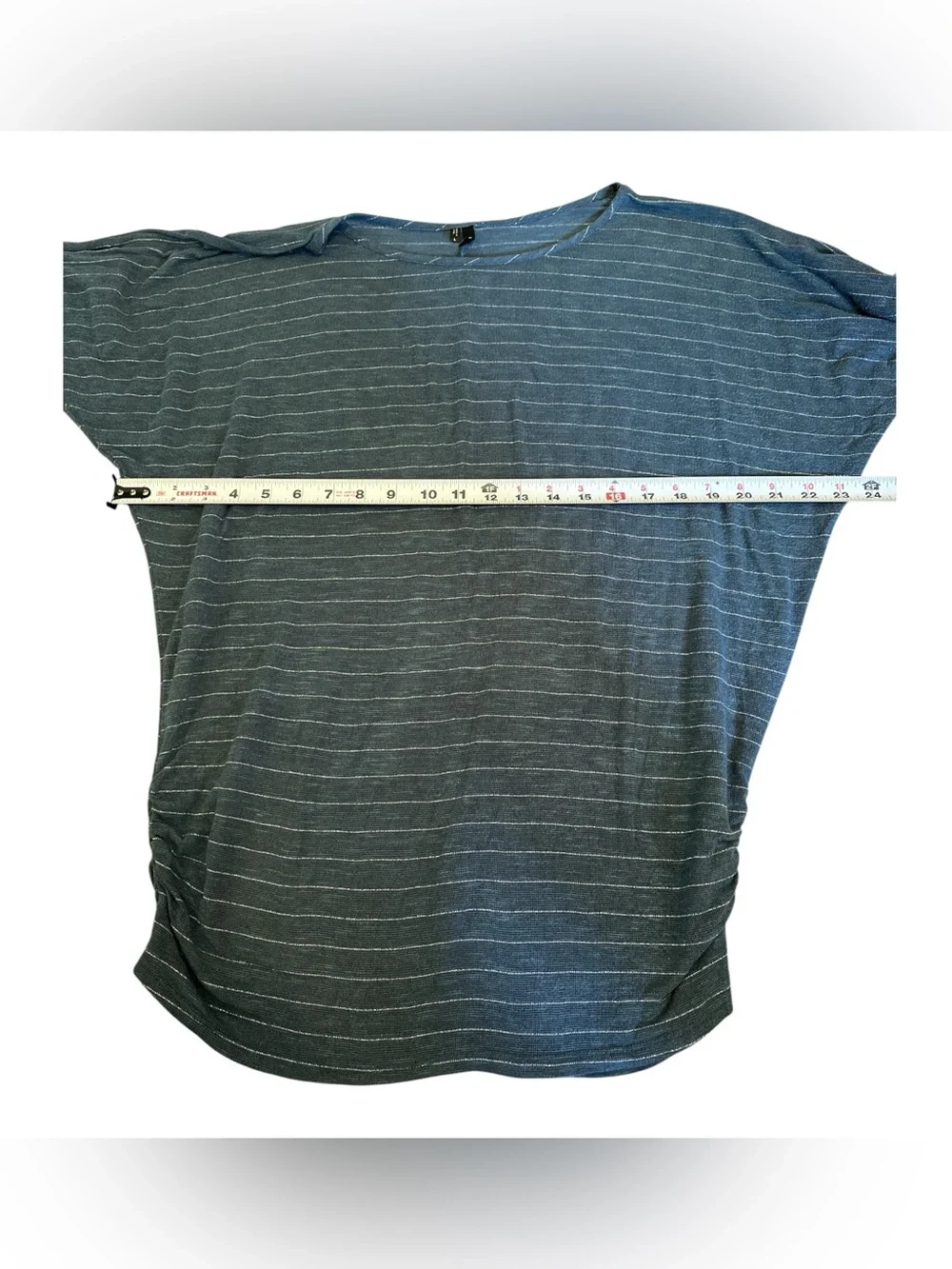 Maurices Heathered Blue Knit Top with Subtle Stripe Texture | Large - Picture 7 of 8